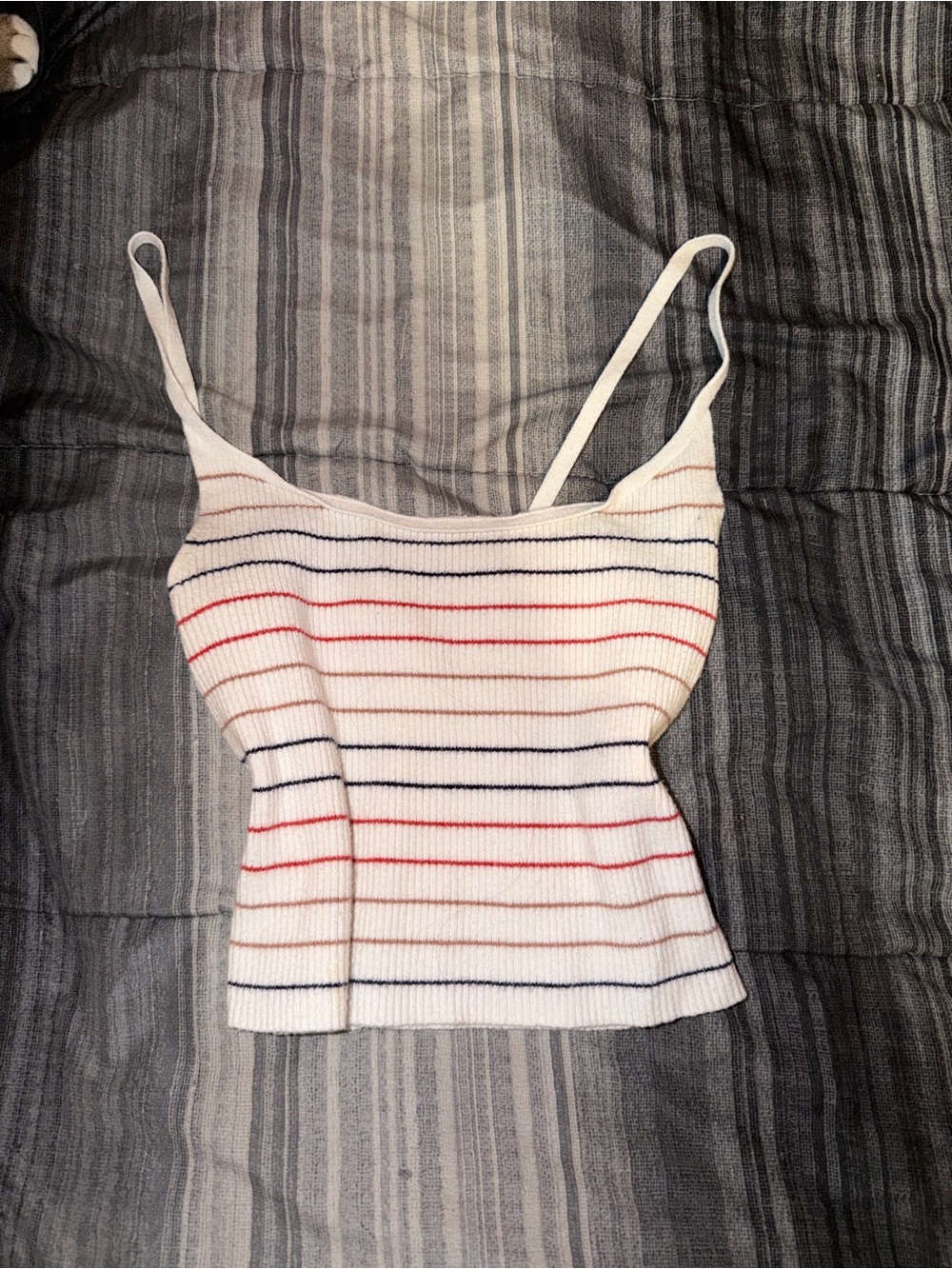 ⚠️White Ribbed Stripe Spaghetti Strap Tank Top